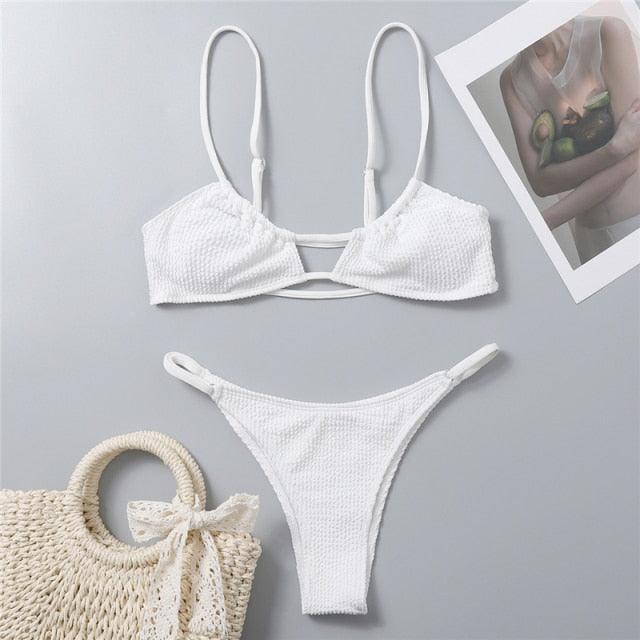 Women One-Shoulder Bikini Swimsuit Women Push Up Swimwear Women's Bathing Suit Comfortable Bikini Ribbed Two Piece Swimsuit Bikini Set Summer Bathing Suit Beach Wear Swimming Suit Stevvex