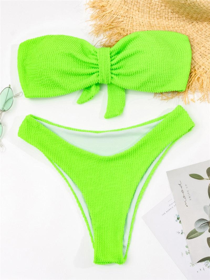 Women One-Shoulder Bikini Swimsuit Women Push Up Swimwear Women's Bathing Suit Comfortable Bikini Ribbed Two Piece Swimsuit Bikini Set Summer Bathing Suit Beach Wear Swimming Suit Stevvex