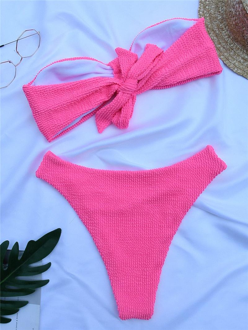 Women One-Shoulder Bikini Swimsuit Women Push Up Swimwear Women's Bathing Suit Comfortable Bikini Ribbed Two Piece Swimsuit Bikini Set Summer Bathing Suit Beach Wear Swimming Suit Stevvex
