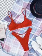 Women One-Shoulder Bikini Swimsuit Women Push Up Swimwear Women's Bathing Suit Comfortable Bikini Ribbed Two Piece Swimsuit Bikini Set Summer Bathing Suit Beach Wear Swimming Suit Stevvex
