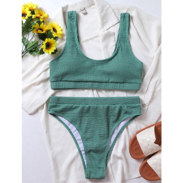 Women One-Shoulder Bikini Swimsuit Women Push Up Swimwear Women's Bathing Suit Comfortable Bikini Ribbed Two Piece Swimsuit Bikini Set Summer Bathing Suit Beach Wear Swimming Suit Stevvex
