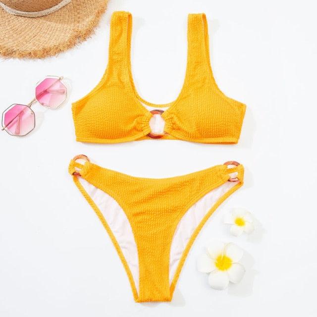 Women One-Shoulder Bikini Swimsuit Women Push Up Swimwear Women's Bathing Suit Comfortable Bikini Ribbed Two Piece Swimsuit Bikini Set Summer Bathing Suit Beach Wear Swimming Suit Stevvex