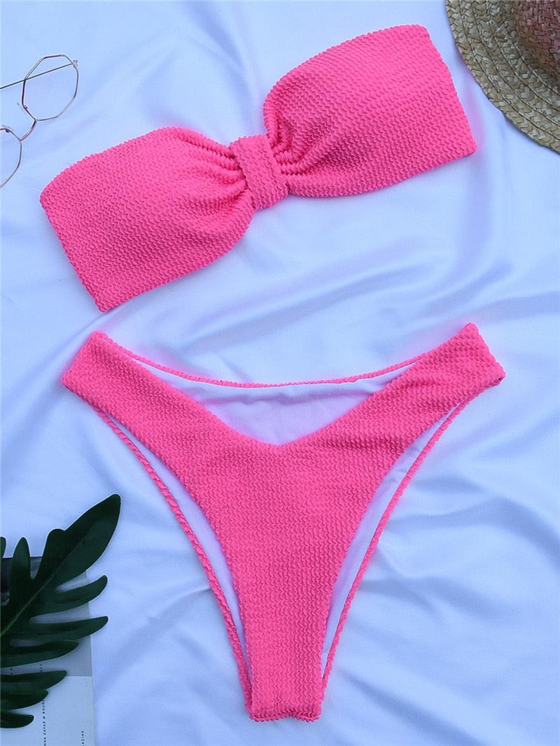 Women One-Shoulder Bikini Swimsuit Women Push Up Swimwear Women's Bathing Suit Comfortable Bikini Ribbed Two Piece Swimsuit Bikini Set Summer Bathing Suit Beach Wear Swimming Suit Stevvex
