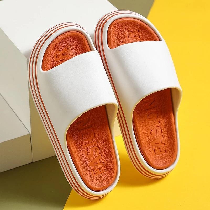 Women Outside Slippers Summer Runway Shoes EVA Soft Thick Sole Non-slip Outdoor Women Slides Pool Beach Open Toe Soft Slippers Thick Lightweight Non-Slip Shower Bath Cloud Slides Pool Gym House Sandals Stevvex