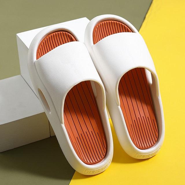 Women Outside Slippers Summer Runway Shoes EVA Soft Thick Sole Non-slip Outdoor Women Slides Pool Beach Open Toe Soft Slippers Thick Lightweight Non-Slip Shower Bath Cloud Slides Pool Gym House Sandals Stevvex