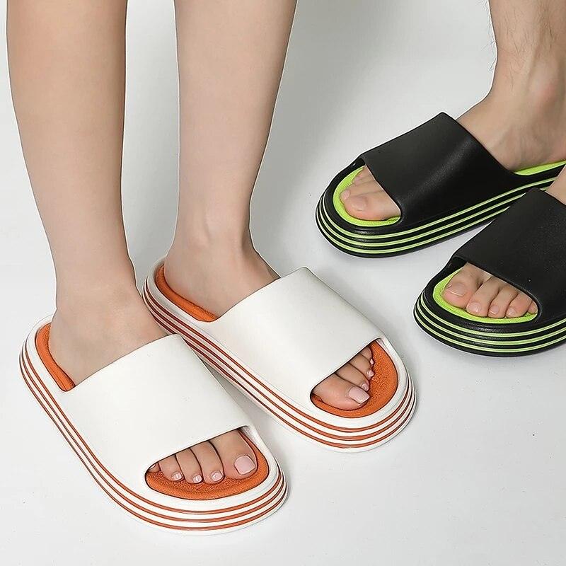 Women Outside Slippers Summer Runway Shoes EVA Soft Thick Sole Non-slip Outdoor Women Slides Pool Beach Open Toe Soft Slippers Thick Lightweight Non-Slip Shower Bath Cloud Slides Pool Gym House Sandals Stevvex