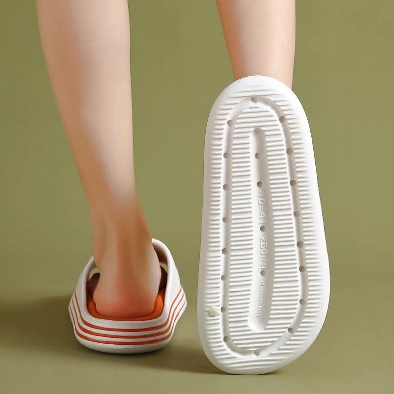 Women Outside Slippers Summer Runway Shoes EVA Soft Thick Sole Non-slip Outdoor Women Slides Pool Beach Open Toe Soft Slippers Thick Lightweight Non-Slip Shower Bath Cloud Slides Pool Gym House Sandals Stevvex