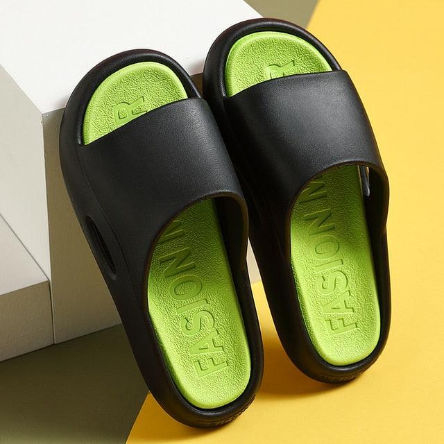 Women Outside Slippers Summer Runway Shoes EVA Soft Thick Sole Non-slip Outdoor Women Slides Pool Beach Open Toe Soft Slippers Thick Lightweight Non-Slip Shower Bath Cloud Slides Pool Gym House Sandals Stevvex