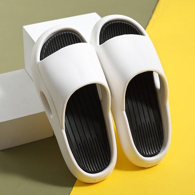 Women Outside Slippers Summer Runway Shoes EVA Soft Thick Sole Non-slip Outdoor Women Slides Pool Beach Open Toe Soft Slippers Thick Lightweight Non-Slip Shower Bath Cloud Slides Pool Gym House Sandals Stevvex