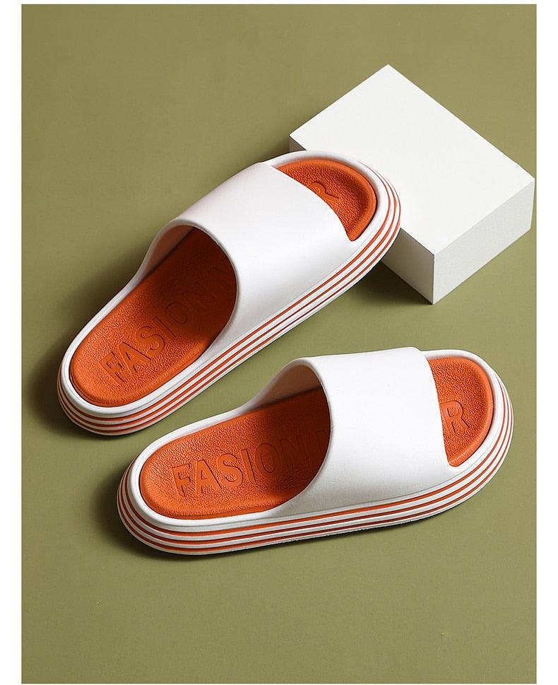 Women Outside Slippers Summer Runway Shoes EVA Soft Thick Sole Non-slip Outdoor Women Slides Pool Beach Open Toe Soft Slippers Thick Lightweight Non-Slip Shower Bath Cloud Slides Pool Gym House Sandals Stevvex