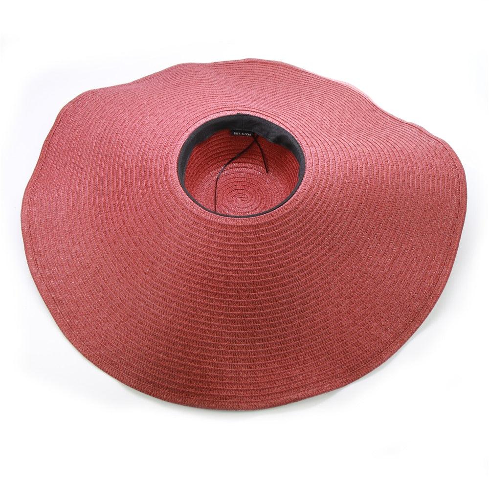 Women Oversized Foldable Summer Large Wide Hat Beach Straw Hat Cute Sun Cap Retro Foldable Handmade Big Hats Ladies UV Protection Hat Vintage Summer Sun Beach Hats Stevvex