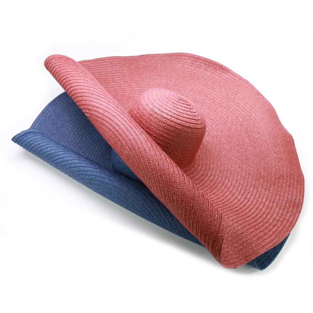Women Oversized Foldable Summer Large Wide Hat Beach Straw Hat Cute Sun Cap Retro Foldable Handmade Big Hats Ladies UV Protection Hat Vintage Summer Sun Beach Hats Stevvex