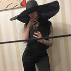 Women Oversized Foldable Summer Large Wide Hat Beach Straw Hat Cute Sun Cap Retro Foldable Handmade Big Hats Ladies UV Protection Hat Vintage Summer Sun Beach Hats Stevvex