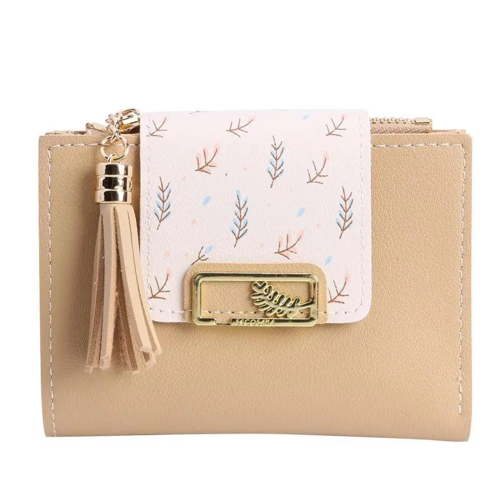Women Pink PU Leather Short Wallet Trendy New Fashion  Vintage Mini Purses Cute Feather Design Wallets Stevvex