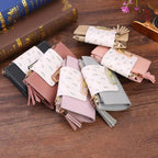 Women Pink PU Leather Short Wallet Trendy New Fashion  Vintage Mini Purses Cute Feather Design Wallets Stevvex