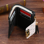 Women Pink PU Leather Short Wallet Trendy New Fashion  Vintage Mini Purses Cute Feather Design Wallets Stevvex