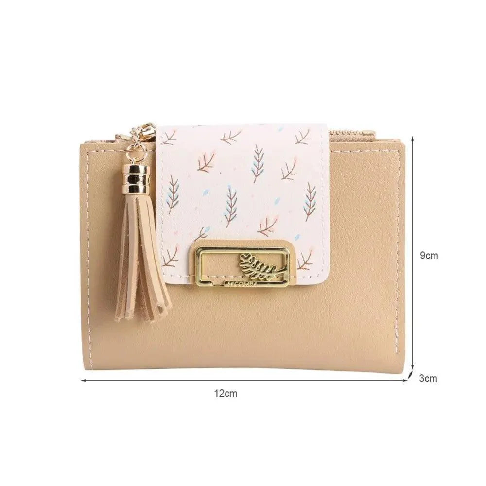 Women Pink PU Leather Short Wallet Trendy New Fashion  Vintage Mini Purses Cute Feather Design Wallets Stevvex