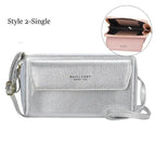 Women Pu Leather Double Layer Large Portable Crossbody Capacity Card Holders Handbags - Trendy Portable Crossbody Handbags Stevvex