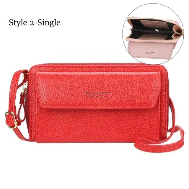 Women Pu Leather Double Layer Large Portable Crossbody Capacity Card Holders Handbags - Trendy Portable Crossbody Handbags Stevvex