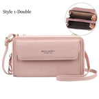 Women Pu Leather Double Layer Large Portable Crossbody Capacity Card Holders Handbags - Trendy Portable Crossbody Handbags Stevvex