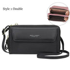 Women Pu Leather Double Layer Large Portable Crossbody Capacity Card Holders Handbags - Trendy Portable Crossbody Handbags Stevvex