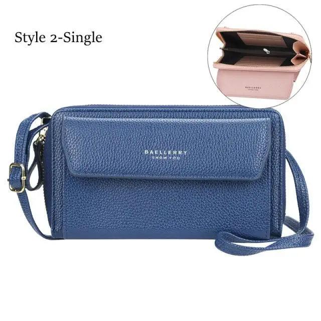 Women Pu Leather Double Layer Large Portable Crossbody Capacity Card Holders Handbags - Trendy Portable Crossbody Handbags Stevvex