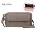 Women Pu Leather Double Layer Large Portable Crossbody Capacity Card Holders Handbags - Trendy Portable Crossbody Handbags Stevvex