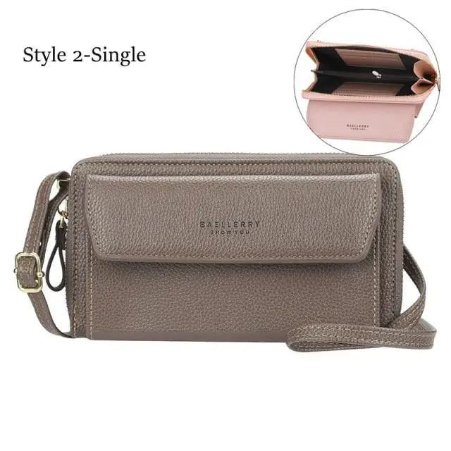 Women Pu Leather Double Layer Large Portable Crossbody Capacity Card Holders Handbags - Trendy Portable Crossbody Handbags Stevvex