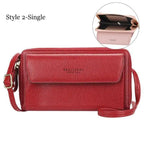 Women Pu Leather Double Layer Large Portable Crossbody Capacity Card Holders Handbags - Trendy Portable Crossbody Handbags Stevvex