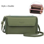 Women Pu Leather Double Layer Large Portable Crossbody Capacity Card Holders Handbags - Trendy Portable Crossbody Handbags Stevvex