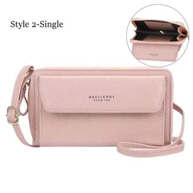 Women Pu Leather Double Layer Large Portable Crossbody Capacity Card Holders Handbags - Trendy Portable Crossbody Handbags Stevvex
