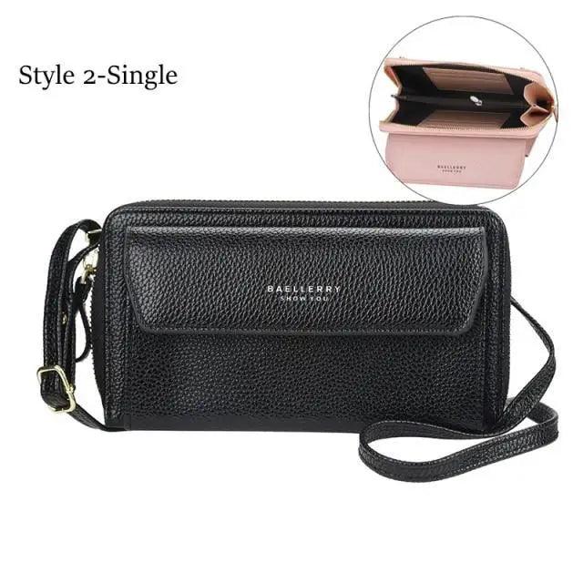 Women Pu Leather Double Layer Large Portable Crossbody Capacity Card Holders Handbags - Trendy Portable Crossbody Handbags Stevvex