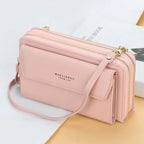 Women Pu Leather Double Layer Large Portable Crossbody Capacity Card Holders Handbags - Trendy Portable Crossbody Handbags Stevvex