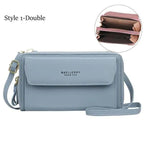 Women Pu Leather Double Layer Large Portable Crossbody Capacity Card Holders Handbags - Trendy Portable Crossbody Handbags Stevvex