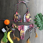 Women Push-up Bikini Swimwear Adjustable Swimsuit Bathing Suit Beachwear Women's Tie Bikini Lace Up Bottom String Swimsuit Bandage Swim Beach Wear Summer Comfortable Bikini Set Stevvex