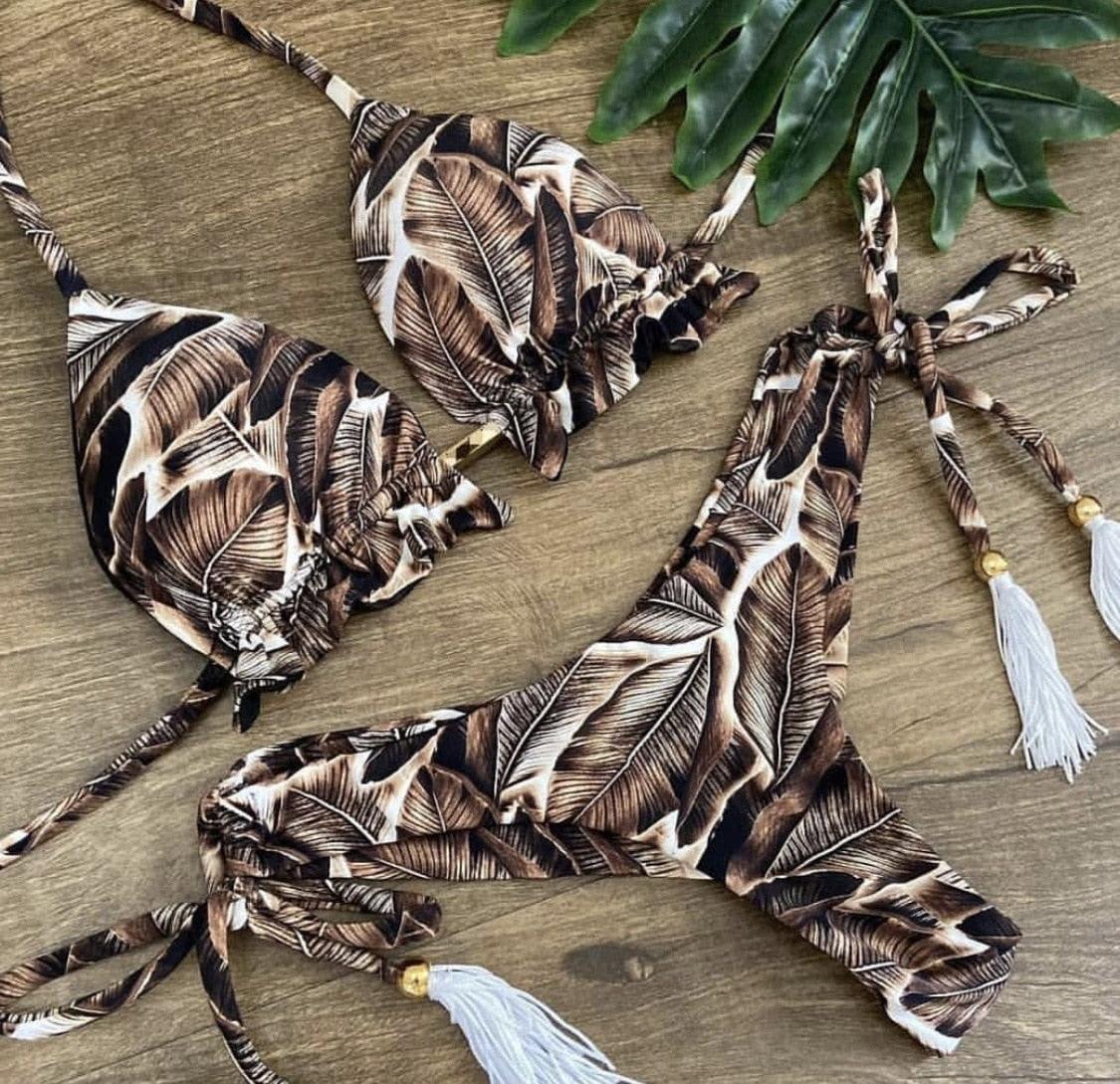 Women Push-up Bikini Swimwear Adjustable Swimsuit Bathing Suit Beachwear Women's Tie Bikini Lace Up Bottom String Swimsuit Bandage Swim Beach Wear Summer Comfortable Bikini Set Stevvex