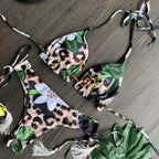 Women Push-up Bikini Swimwear Adjustable Swimsuit Bathing Suit Beachwear Women's Tie Bikini Lace Up Bottom String Swimsuit Bandage Swim Beach Wear Summer Comfortable Bikini Set Stevvex