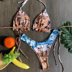 Women Push-up Bikini Swimwear Adjustable Swimsuit Bathing Suit Beachwear Women's Tie Bikini Lace Up Bottom String Swimsuit Bandage Swim Beach Wear Summer Comfortable Bikini Set Stevvex