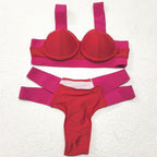 Women Push Up Bikini Women Neon Bandage Swimwear Women Patchwork Bikini Swimsuit 2 Piece  Cutout Molded Push Up Bathing Suit Ruffle Hook Closure Bikini Set Two Piece Bathing Suit Stevvex