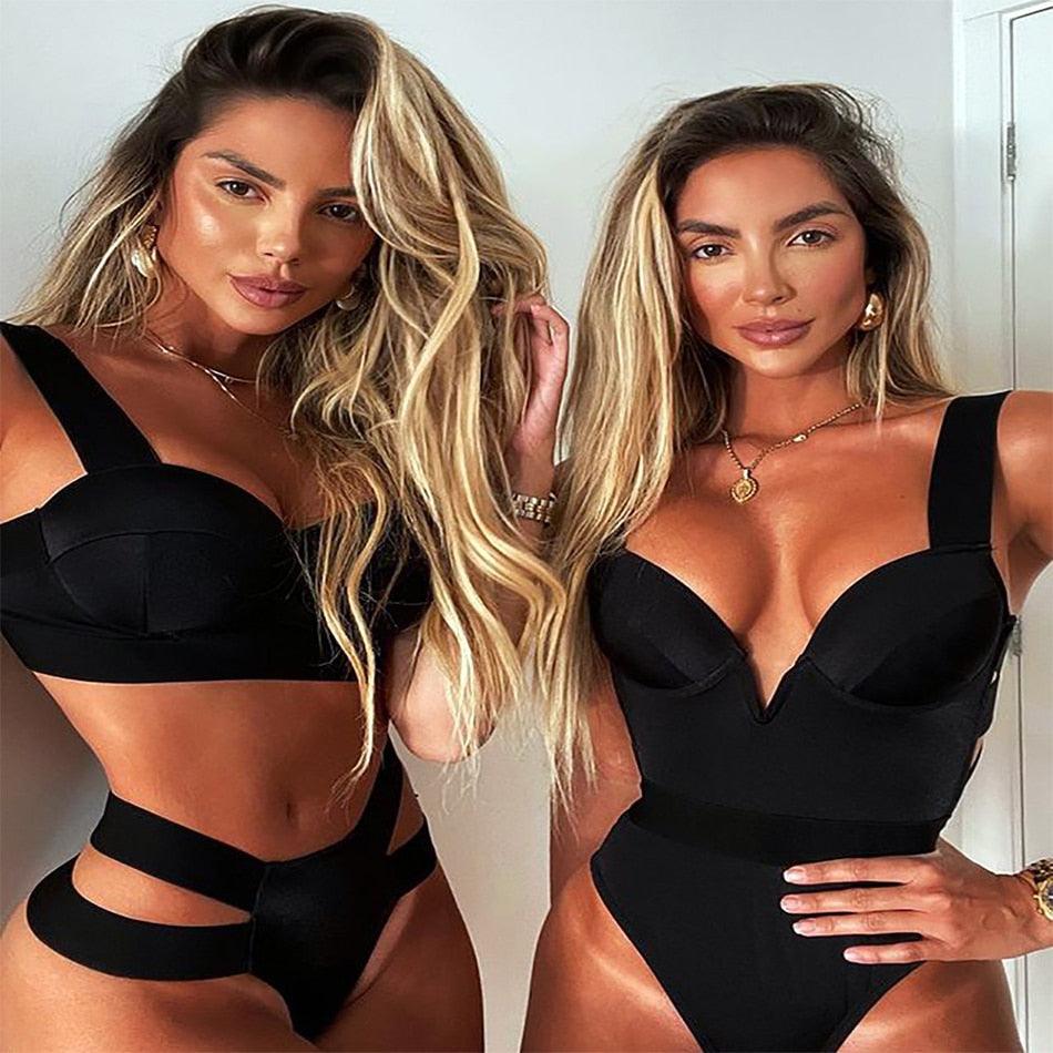 Women Push Up Bikini Women Neon Bandage Swimwear Women Patchwork Bikini Swimsuit 2 Piece  Cutout Molded Push Up Bathing Suit Ruffle Hook Closure Bikini Set Two Piece Bathing Suit Stevvex