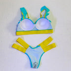 Women Push Up Bikini Women Neon Bandage Swimwear Women Patchwork Bikini Swimsuit 2 Piece  Cutout Molded Push Up Bathing Suit Ruffle Hook Closure Bikini Set Two Piece Bathing Suit Stevvex