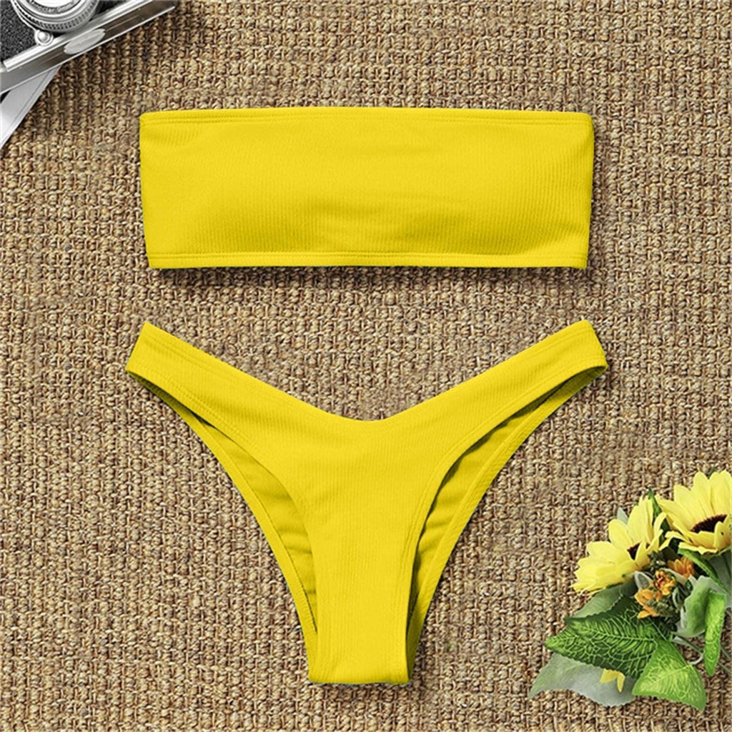 Women's Bikini High Waist Tummy Control Two Piece Swimsuit Swimwear Girl Beach Bathing Suit Woman Fashion Swimwear Padded High Waist Cheeky Bathing Suit Stevvex