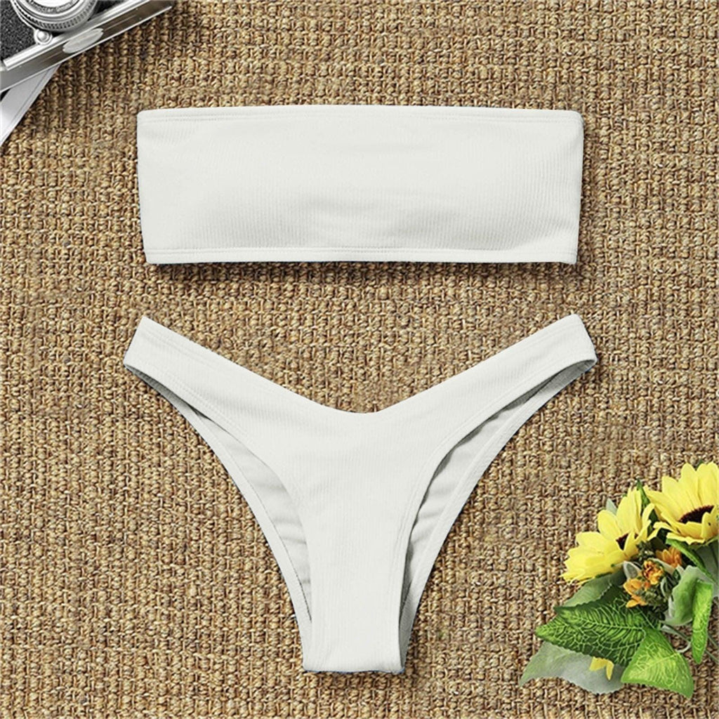 Women's Bikini High Waist Tummy Control Two Piece Swimsuit Swimwear Girl Beach Bathing Suit Woman Fashion Swimwear Padded High Waist Cheeky Bathing Suit Stevvex