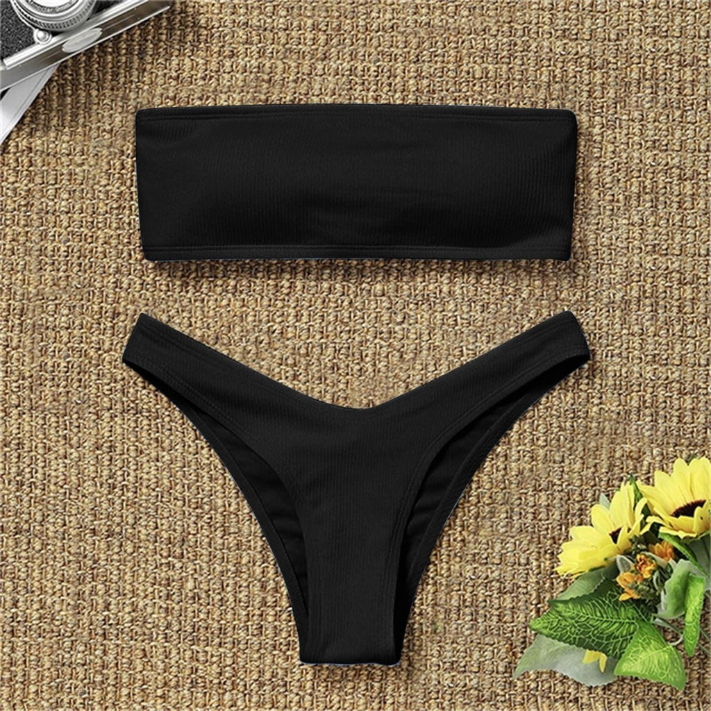 Women's Bikini High Waist Tummy Control Two Piece Swimsuit Swimwear Girl Beach Bathing Suit Woman Fashion Swimwear Padded High Waist Cheeky Bathing Suit Stevvex