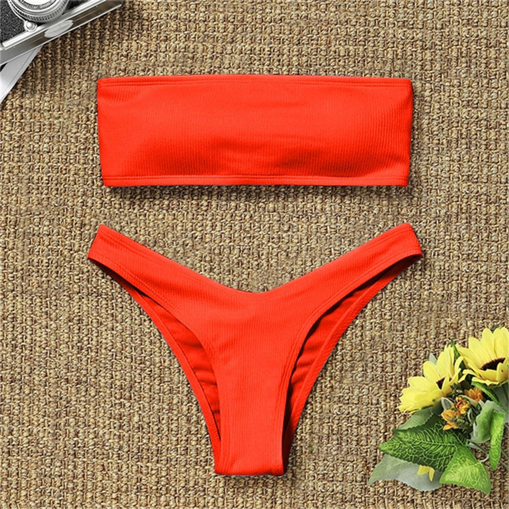 Women's Bikini High Waist Tummy Control Two Piece Swimsuit Swimwear Girl Beach Bathing Suit Woman Fashion Swimwear Padded High Waist Cheeky Bathing Suit Stevvex