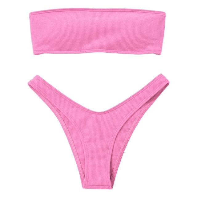 Women's Bikini High Waist Tummy Control Two Piece Swimsuit Swimwear Girl Beach Bathing Suit Woman Fashion Swimwear Padded High Waist Cheeky Bathing Suit Stevvex