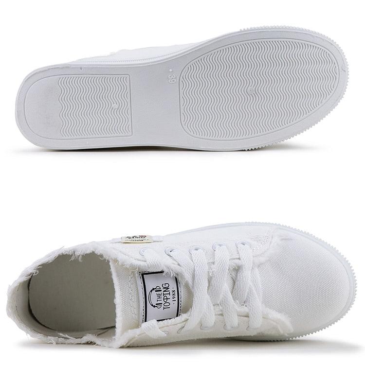 Women's Canvas Breathable Classic Summer Sneakers Lace-Up Shoes Casual Outdoor Men Sneakers Womens Canvas Sneakers Low Top Tennis White Shoes Stevvex