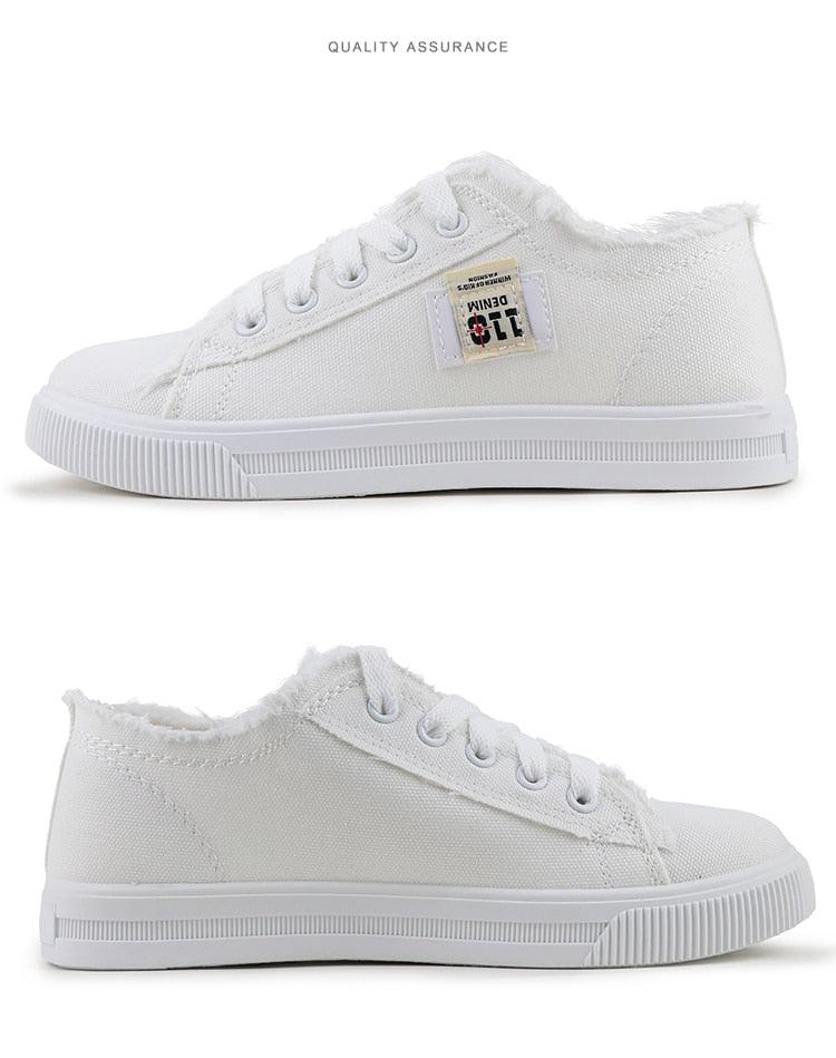 Women's Canvas Breathable Classic Summer Sneakers Lace-Up Shoes Casual Outdoor Men Sneakers Womens Canvas Sneakers Low Top Tennis White Shoes Stevvex