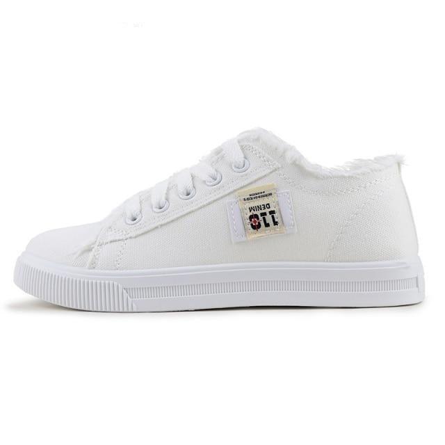 Women's Canvas Breathable Classic Summer Sneakers Lace-Up Shoes Casual Outdoor Men Sneakers Womens Canvas Sneakers Low Top Tennis White Shoes Stevvex