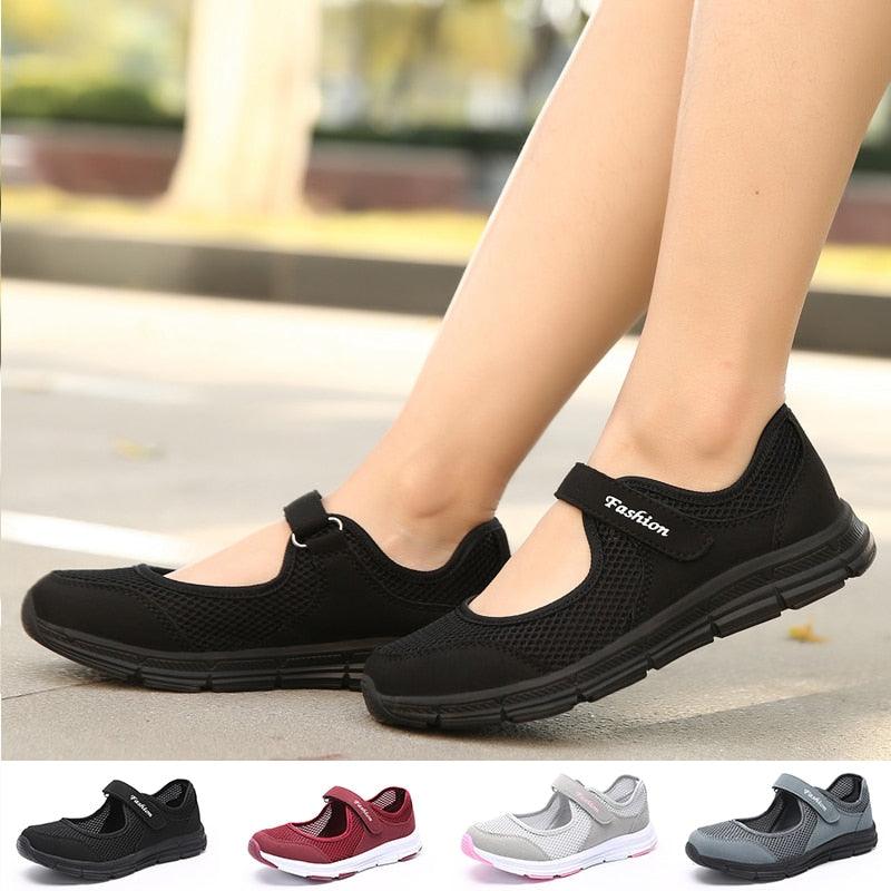 Women's Elegant Walking Shoes Flat Outdoor Comfortable Breathable Casual Soft Sole Lightweight Sport Running Fashion Breathable Mesh Womens Espadrilles Stevvex